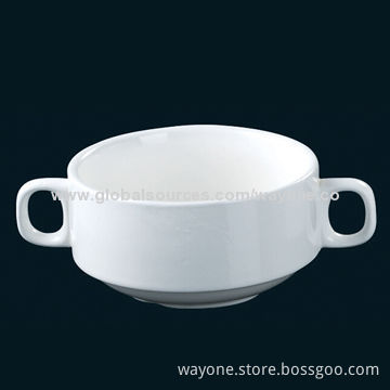 Soup Mug with Two Handles, Various Sizes, Hotelware, Food-safe, Lead-free, High Whiteness